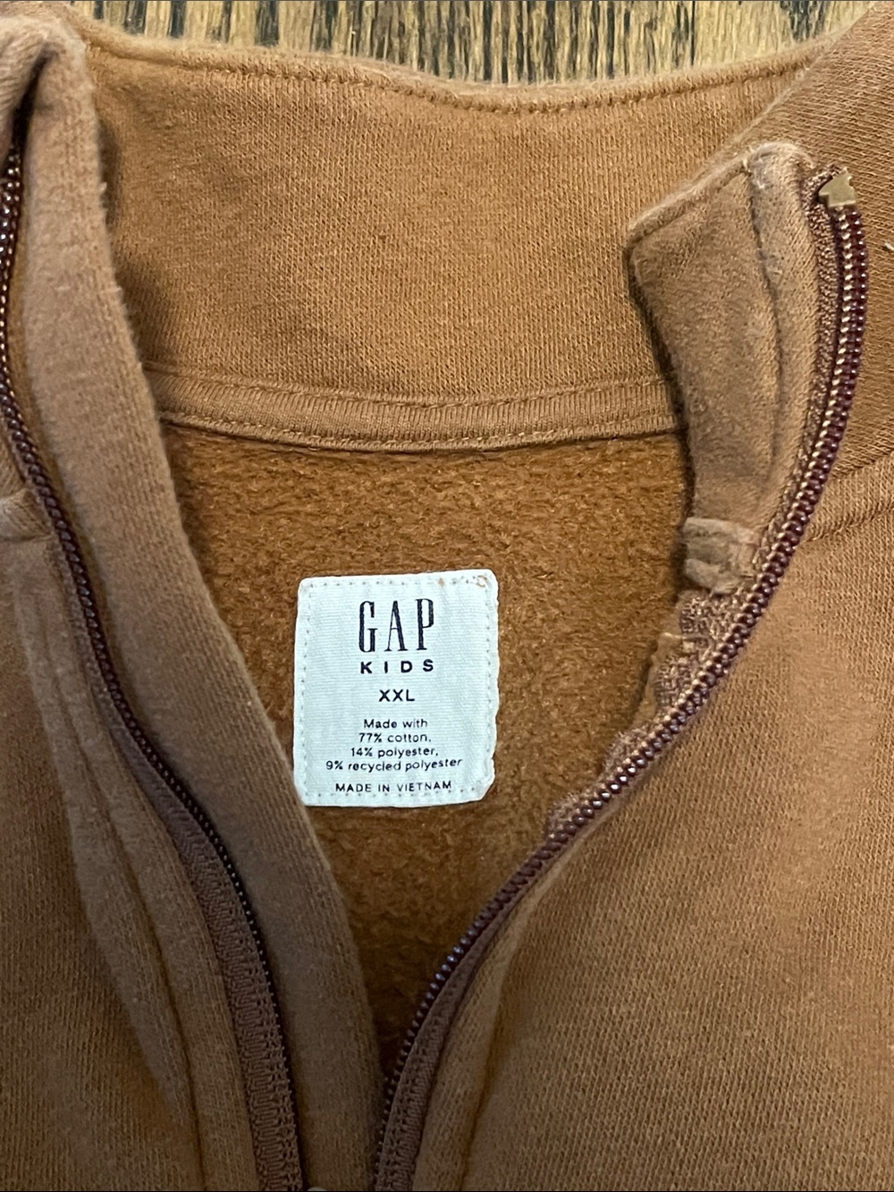 GAP Caramel Brown Kids Quarter-Zip Hoodie - Picture 2 of 4